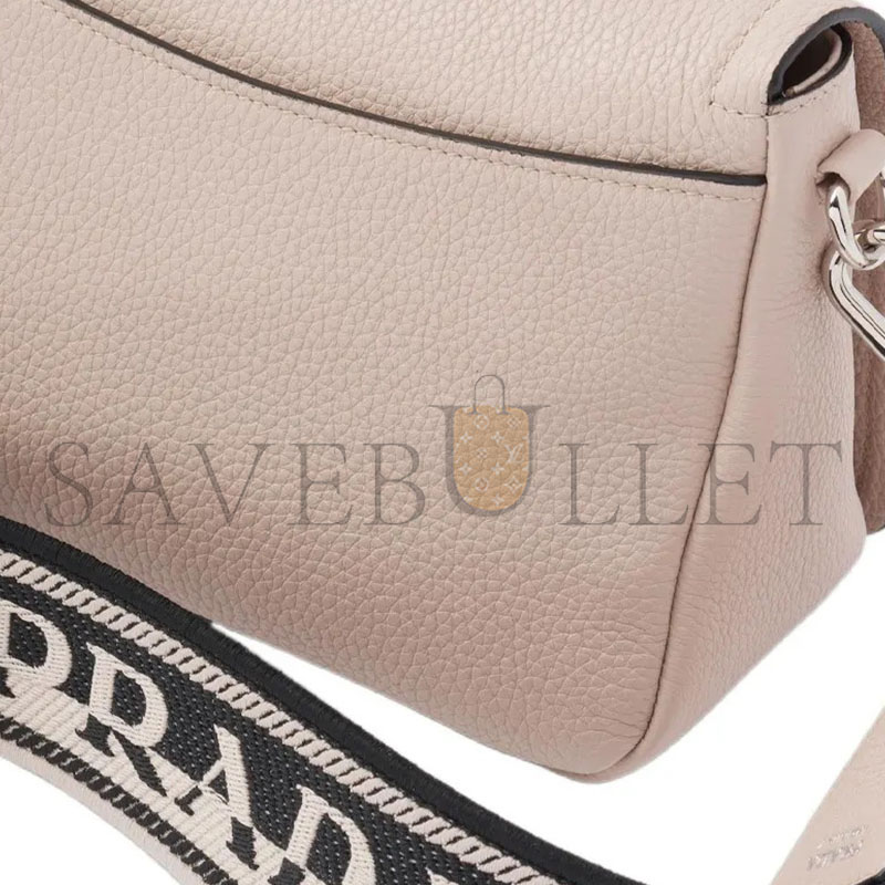 PRADA LEATHER SHOULDER BAG IN NUDE 1BD314 (23*15.5*9cm) 
